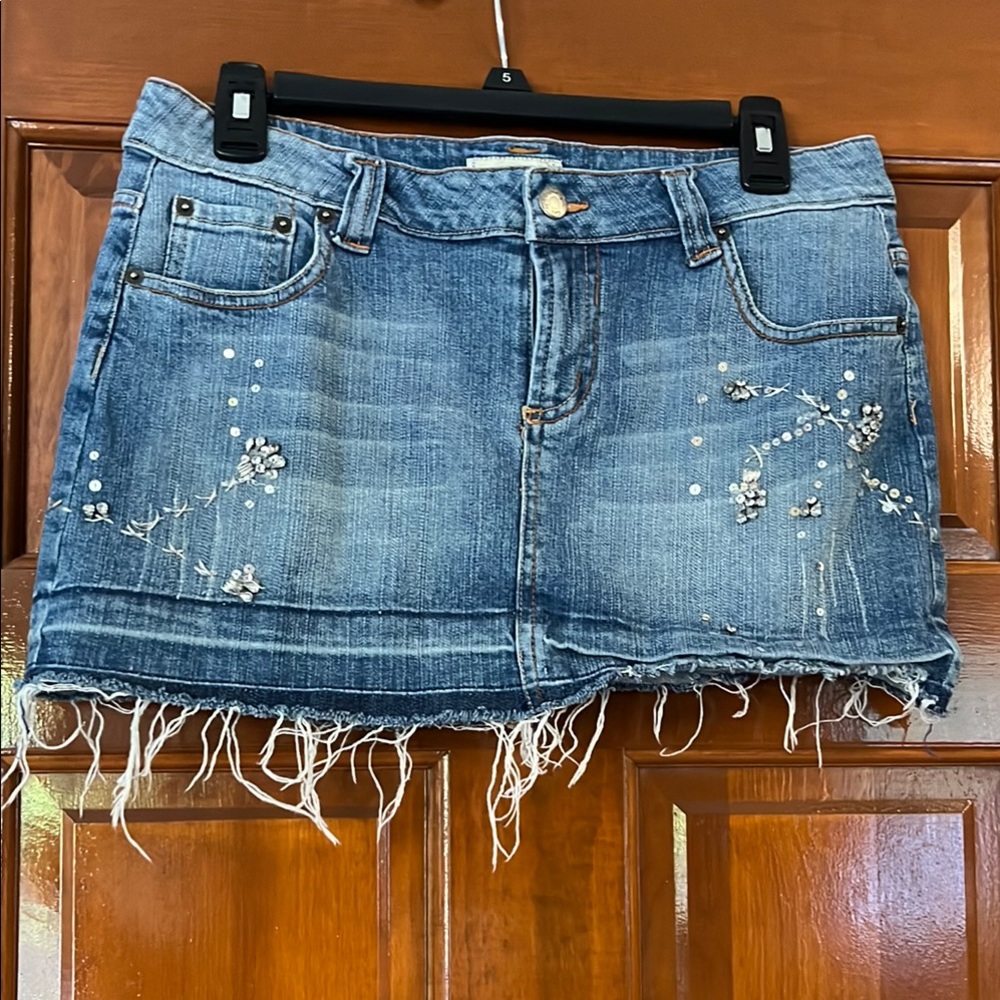 Embellished Blue Mini Skirt Night Out